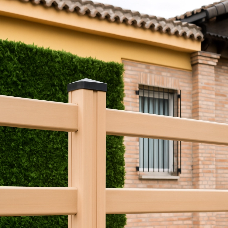 Valla de PVC horizontal estilo travesaños blancos para jardín y accesos